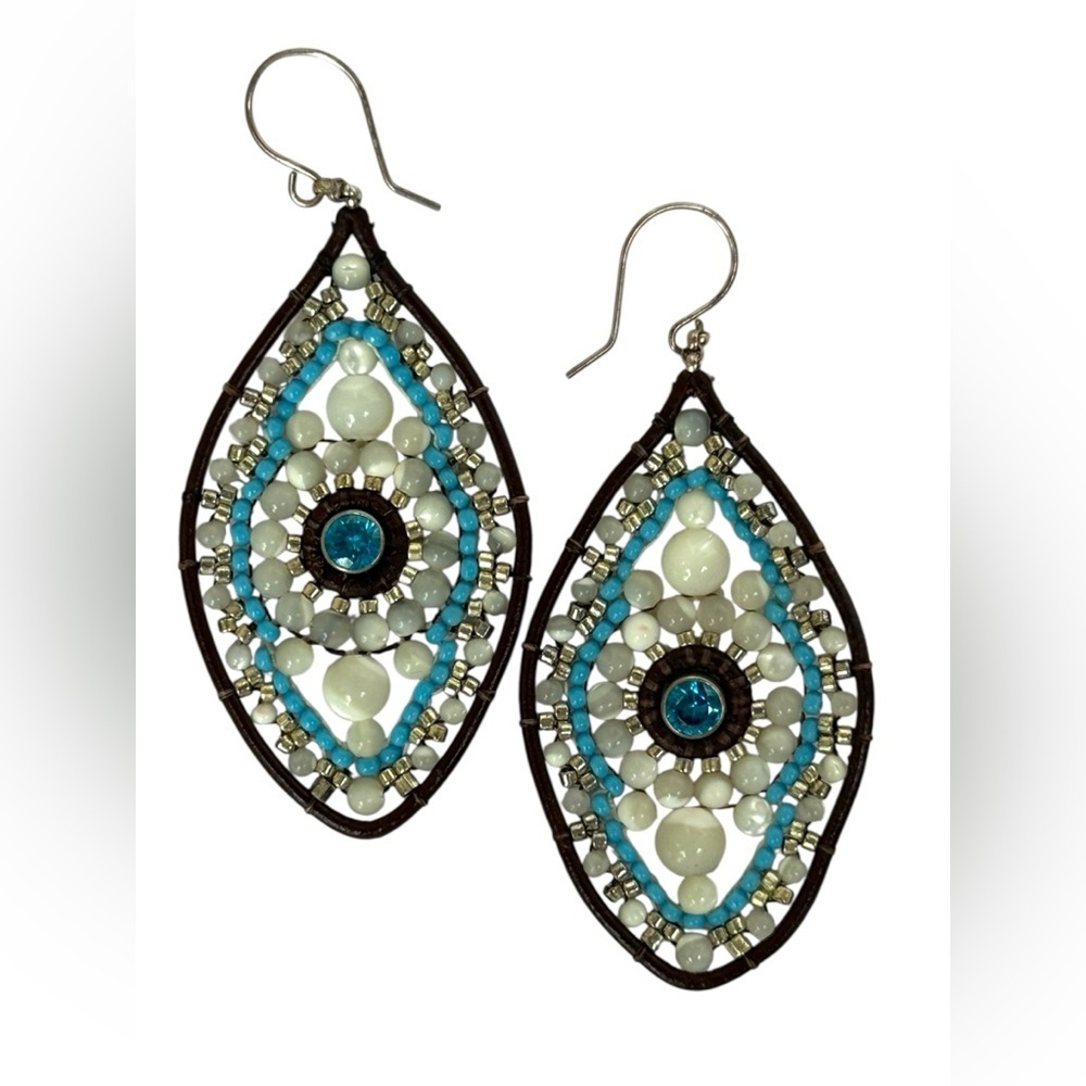 Gorgeous bead and leather earrings